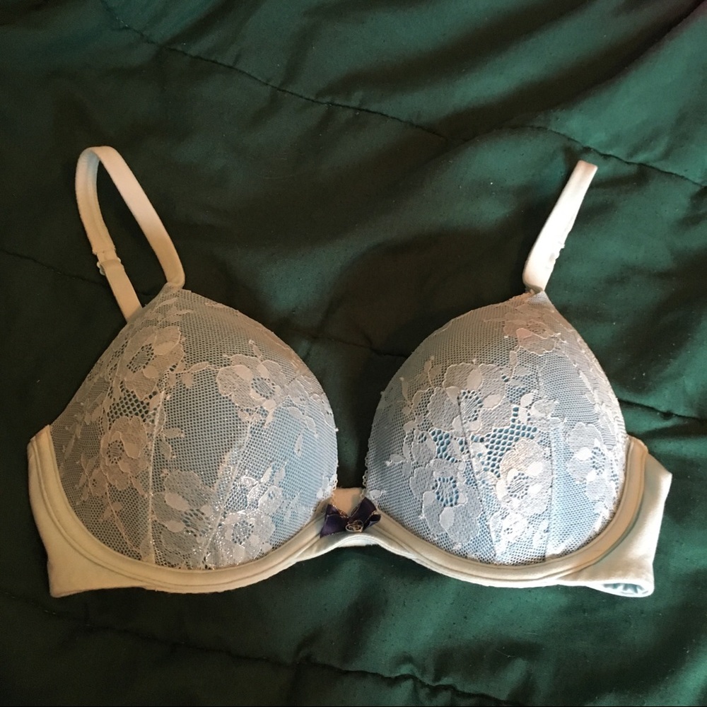 VS BBV Blue Shimmer Floral Lace Push-up Bra